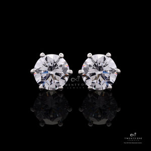 Dazzling 2 Carat Solitaire Stud Earrings, 925 Silver, Premium Screw Backs