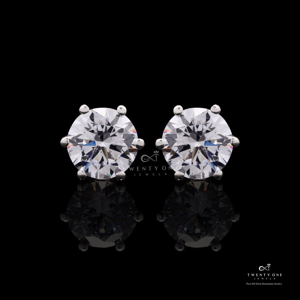 Dazzling 2 Carat Solitaire Stud Earrings, 925 Silver, Premium Screw Backs