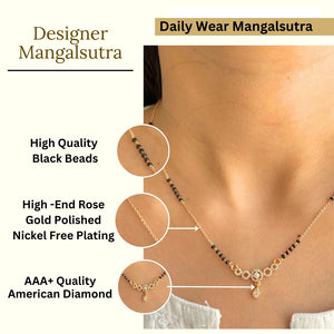 Elegant Rihanna Mangalsutra: Rose Gold Plated Traditional Indian Bridal Necklace
