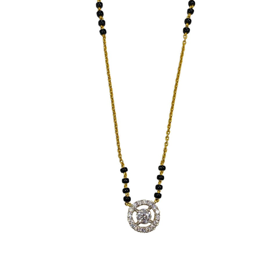 Elegant Yellow Gold 14KT Moissanite Diamond Mangalsutra Bridal Necklace