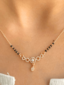 Elegant Rihanna Mangalsutra: Rose Gold Plated Traditional Indian Bridal Necklace