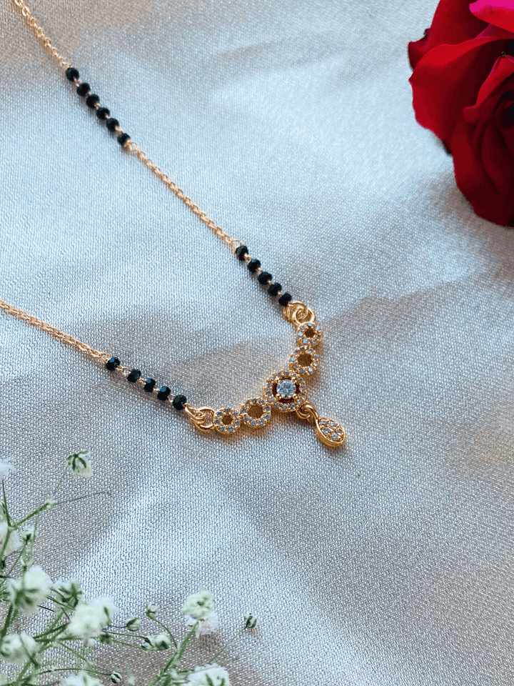 Elegant Rihanna Mangalsutra: Rose Gold Plated Traditional Indian Bridal Necklace