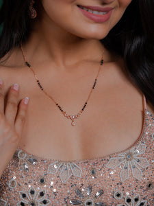 Elegant Rihanna Mangalsutra: Rose Gold Plated Traditional Indian Bridal Necklace