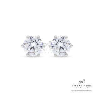 Dazzling 2 Carat Solitaire Stud Earrings, 925 Silver, Premium Screw Backs