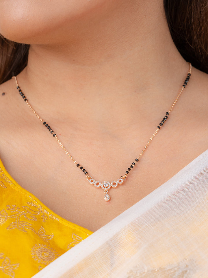 Elegant Rihanna Mangalsutra: Rose Gold Plated Traditional Indian Bridal Necklace
