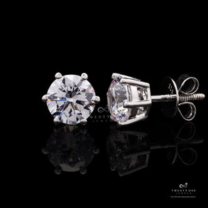 Dazzling 2 Carat Solitaire Stud Earrings, 925 Silver, Premium Screw Backs
