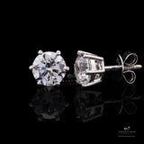 Dazzling 2 Carat Solitaire Stud Earrings, 925 Silver, Premium Screw Backs