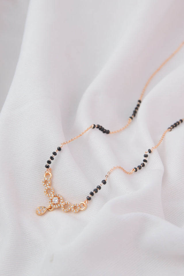 Elegant Rihanna Mangalsutra: Rose Gold Plated Traditional Indian Bridal Necklace