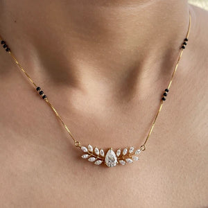 Elegant Yellow Gold 14KT Moissanite Diamond Mangalsutra Bridal Necklace