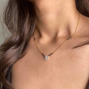 Elegant Yellow Gold 14KT Moissanite Diamond Mangalsutra Bridal Necklace