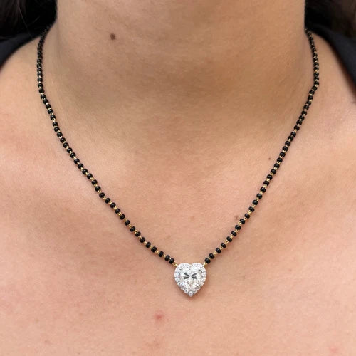 Elegant Yellow Gold 14KT Moissanite Diamond Mangalsutra Bridal Necklace
