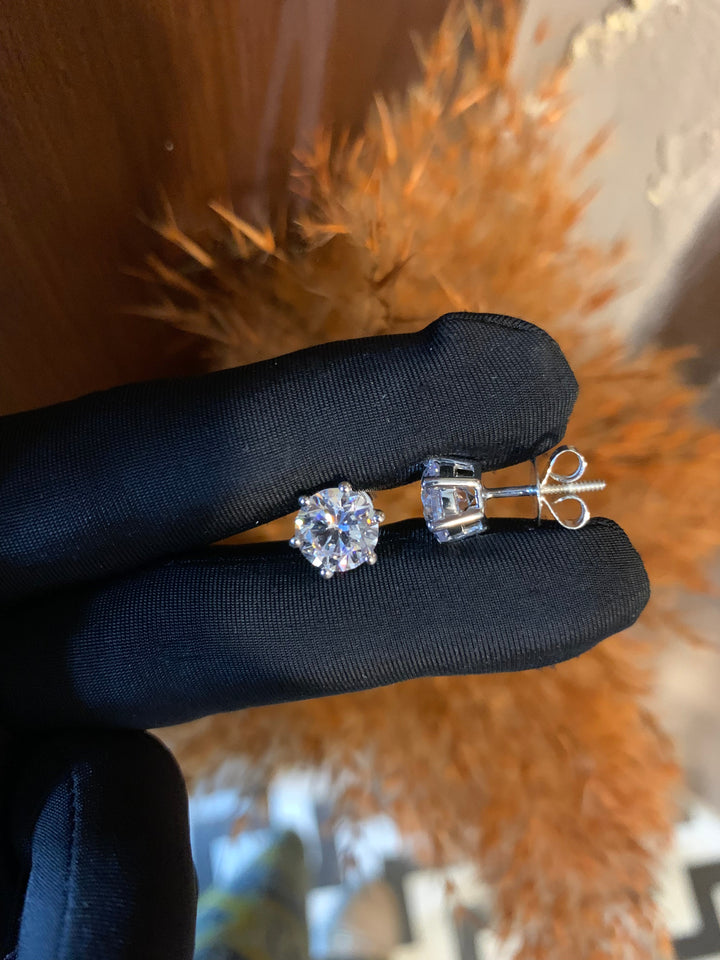 Dazzling 2 Carat Solitaire Stud Earrings, 925 Silver, Premium Screw Backs