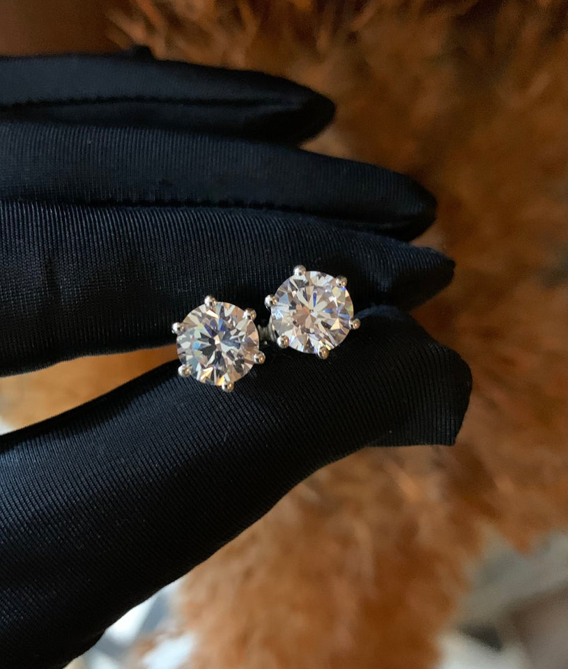 Dazzling 2 Carat Solitaire Stud Earrings, 925 Silver, Premium Screw Backs
